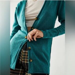 Free People Wear it Well Cashmere Cardi Teal Button-Up Women's Sweater - S